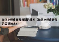 微信小程序开发用到的技术（微信小程序开发的关键技术）