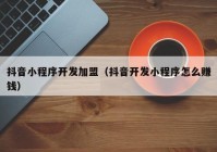 抖音小程序开发加盟（抖音开发小程序怎么赚钱）